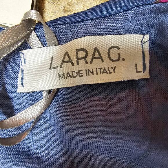 NWT Lara G by Lara Guidotti  Silk Blend Denim Floral Maxi Dress Size Large - Picture 5 of 11